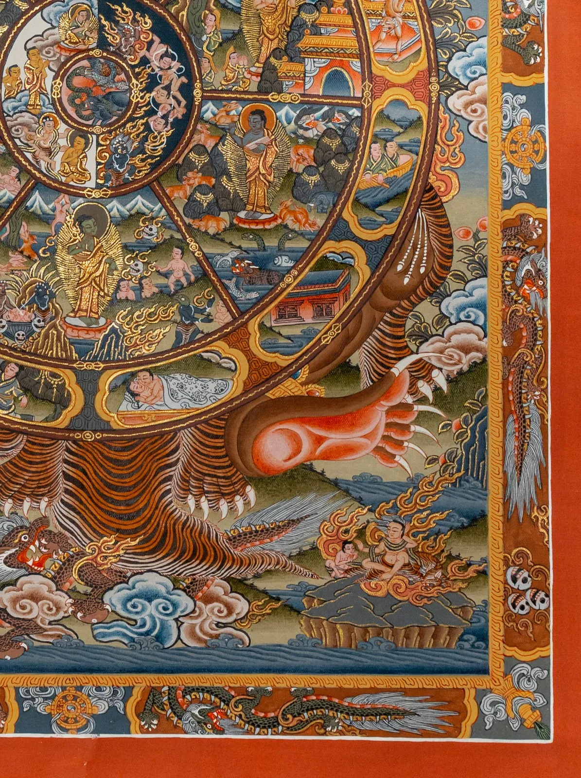 Wheel of Life Thangka with 24K Gold Detailing - Image 7