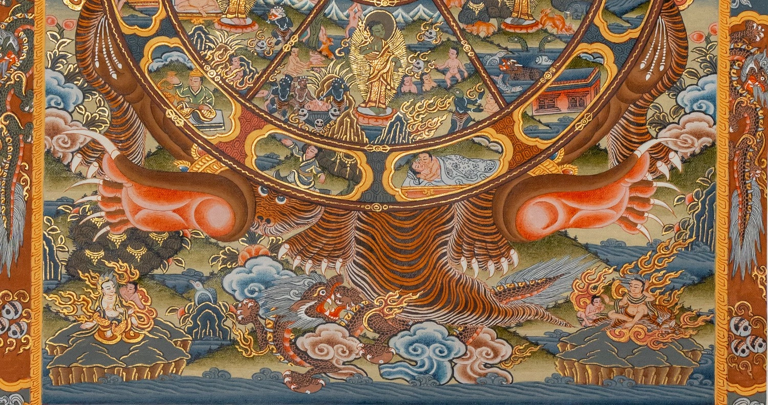 Wheel of Life Thangka with 24K Gold Detailing - Image 8