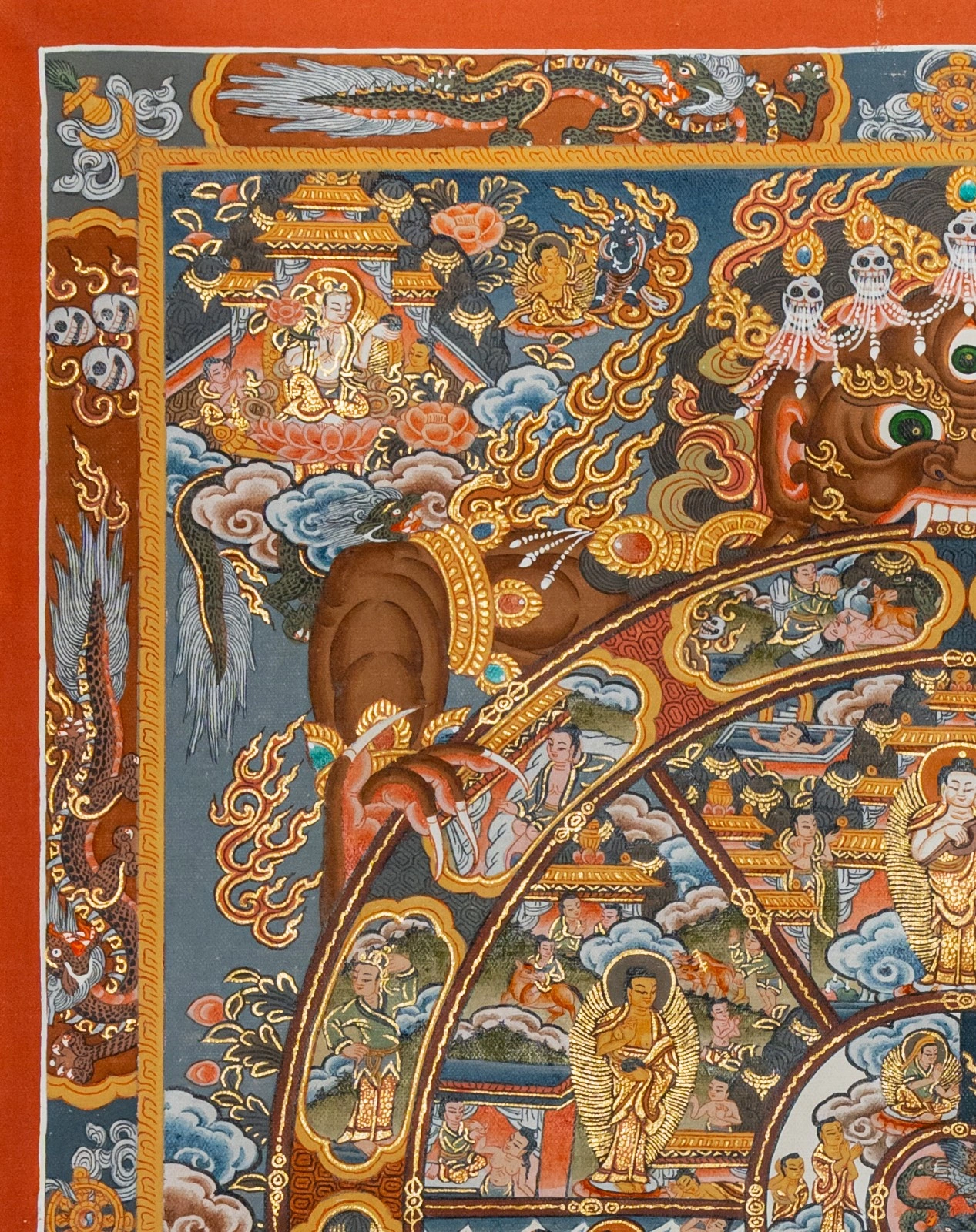 Wheel of Life Thangka with 24K Gold Detailing - Image 2