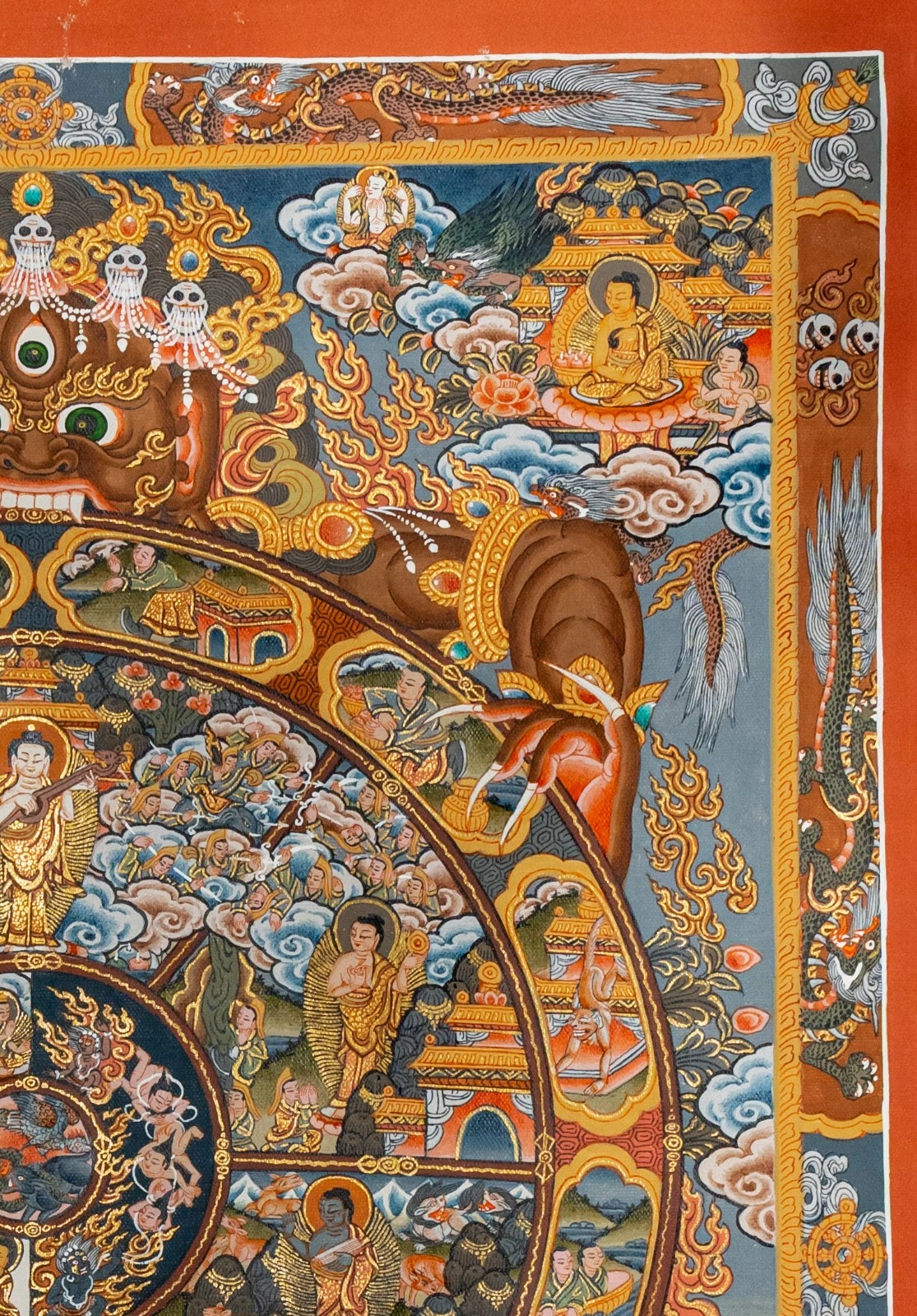 Wheel of Life Thangka with 24K Gold Detailing - Image 4