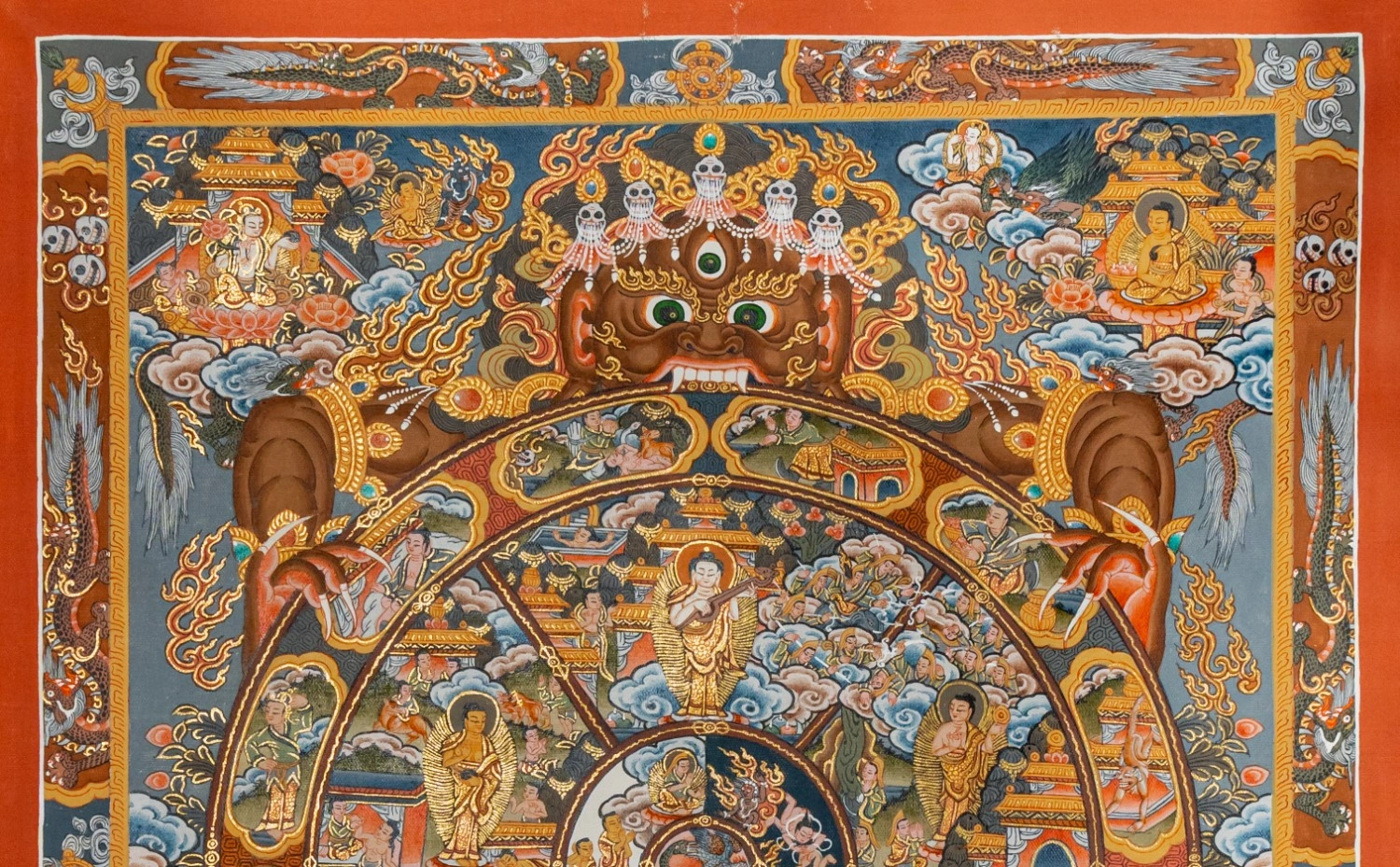 Wheel of Life Thangka with 24K Gold Detailing - Image 3