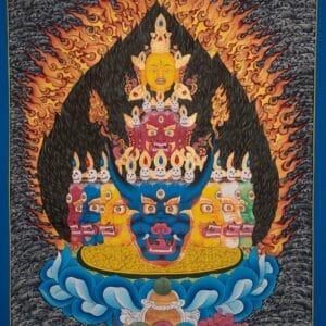 Yamantaka Head Thangka – Traditional Wrathful Deity Artwork
