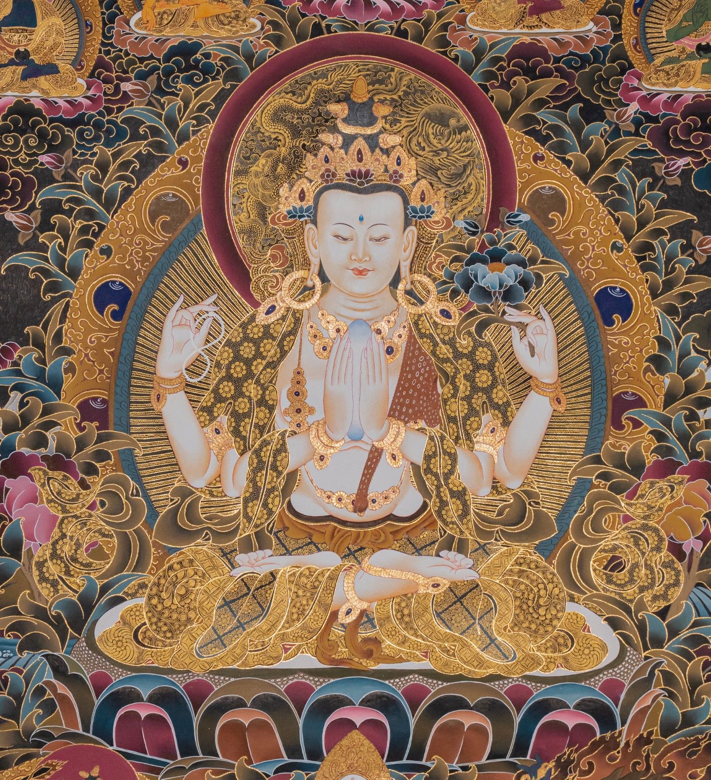 Chenrezig – 24K Gold Detailed Thangka - Image 4