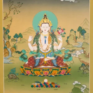 Chenrezig Thangka – 24K Gold Detailed Artwork