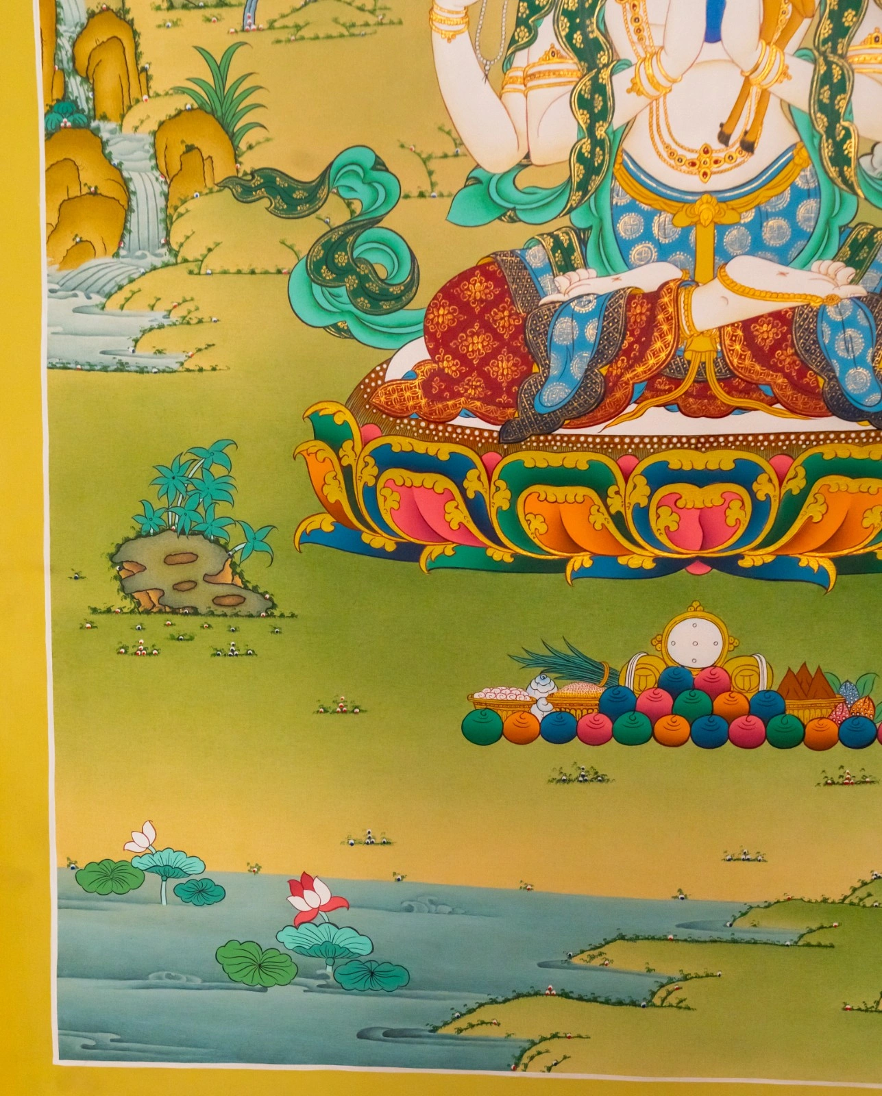 Chenrezig Thangka – 24K Gold Detailed Artwork - Image 5