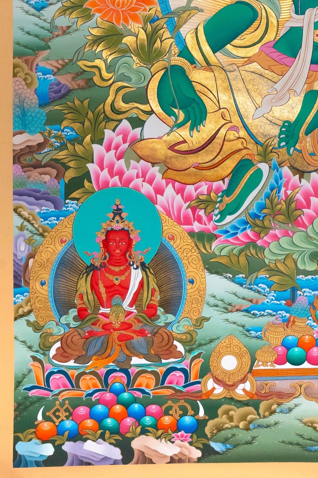 Green Tara – 24K Gold Detailed Thangka - Image 5