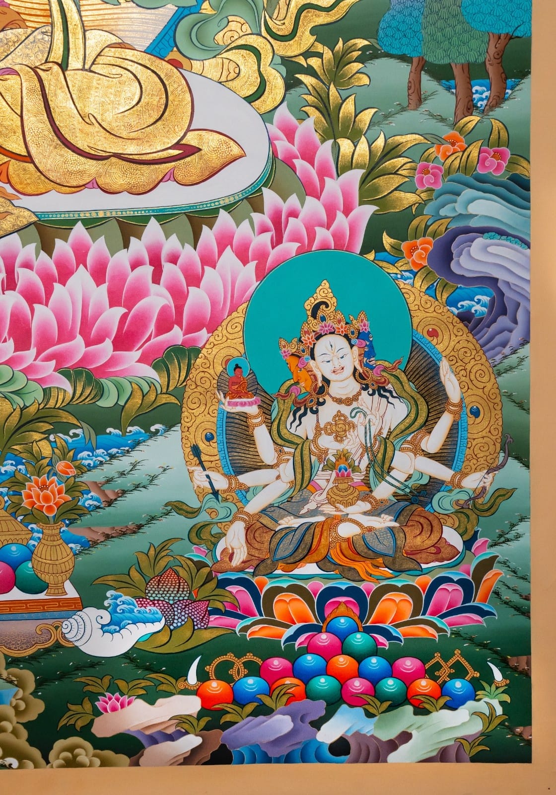 Green Tara – 24K Gold Detailed Thangka - Image 6