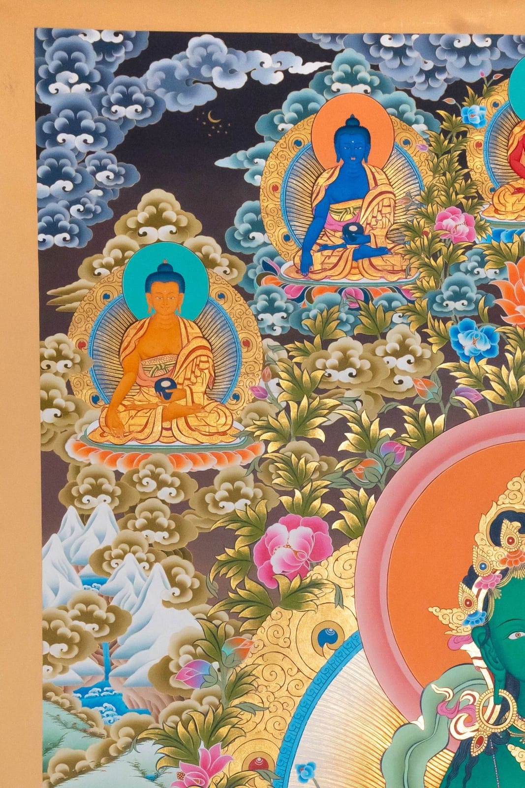 Green Tara – 24K Gold Detailed Thangka - Image 3
