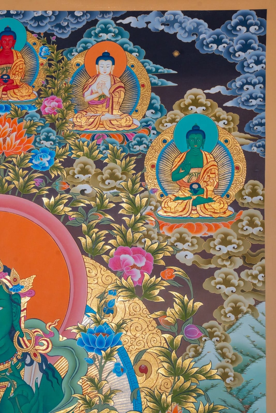 Green Tara – 24K Gold Detailed Thangka - Image 4
