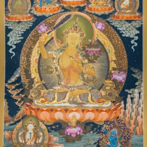 Manjushree – 24K Gold Detailed Thangka